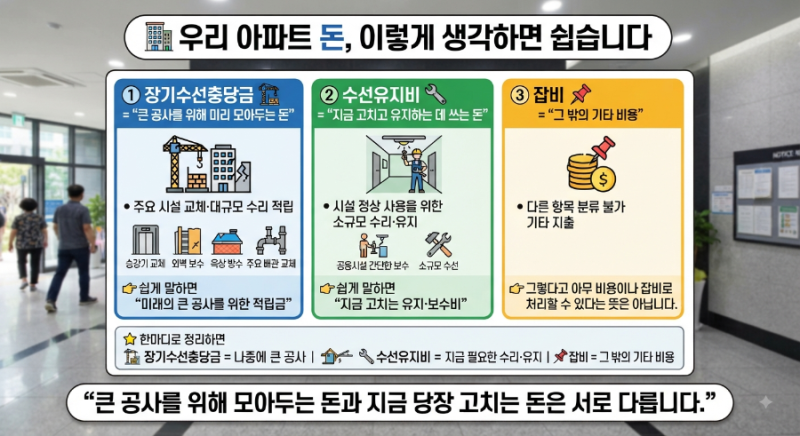장충금. 수선유지비. 잡비란?