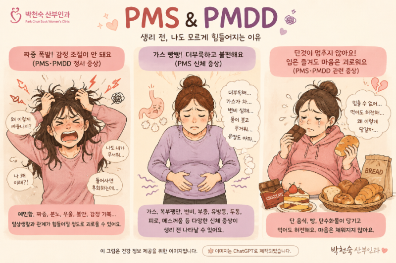 생리전 증후군 치료 - 성격은 쳐키가 되고 배는 곰돌이 푸가 되요. 미쳐버리죠