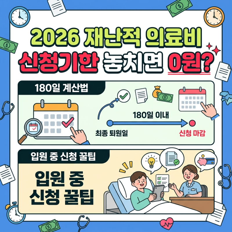2026 재난적 의료비 신청기한 놓치면 0원? 180일 계산법과 입원 중 신청 꿀팁