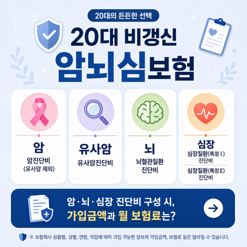 20대 암뇌심보험, 진단비는 얼마로 준비하고 보험료는 얼마나 나올까?
