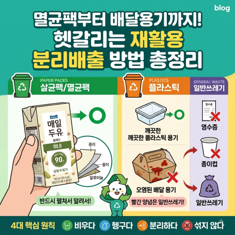 [일상정보] 멸균팩부터 배달용기까지! 헷갈리는 재활용 분리배출 방법 총정리