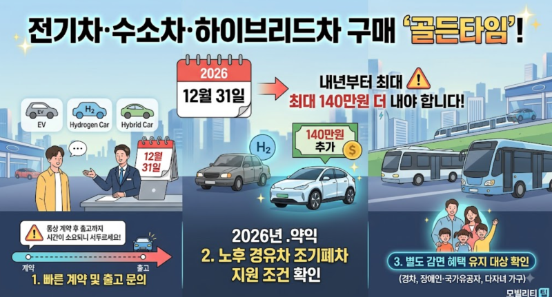 "12월 31일 넘기면 140만원 그냥 날립니다" - 전기차·하이브리드 취득세 감면 완전정복