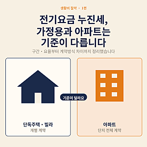 [1] 전기요금 누진세, 가정용과 아파트는 기준이 다릅니다