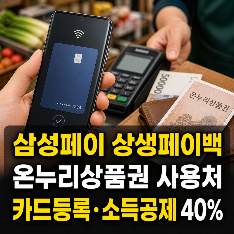 삼성페이 상생페이백 온누리상품권 사용처와 카드등록 소득공제 40%