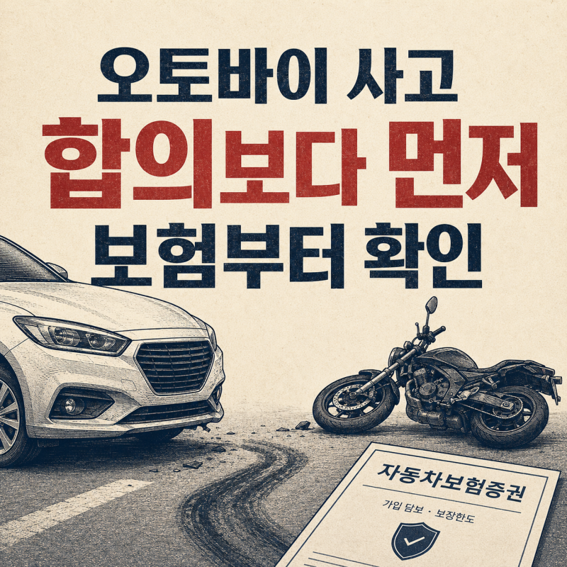 오토바이 사고 보험처리 자동차와 충돌하면 과실비율·치료비·책임보험 한도는 어떻게 달라....