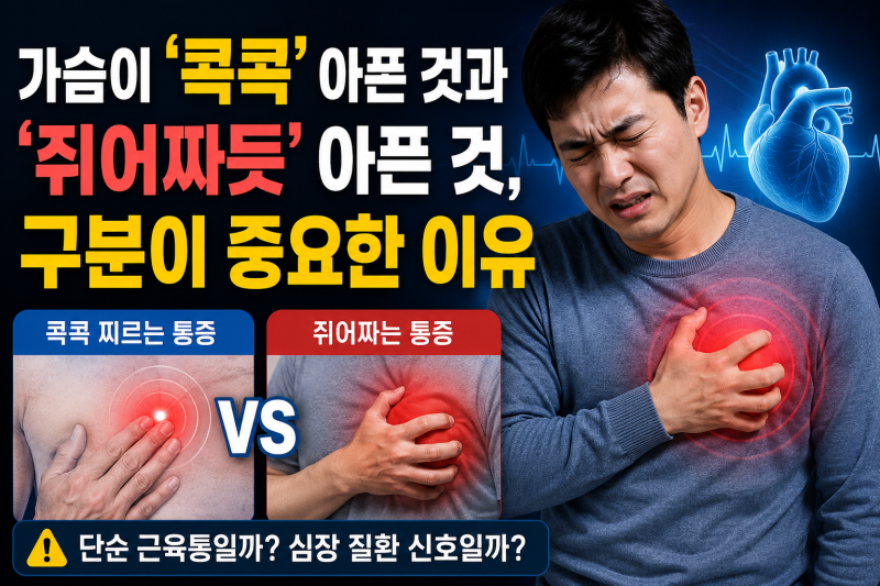 가슴 통증, 심장 찌릿, 뻐근, 구분이 중요한 이유