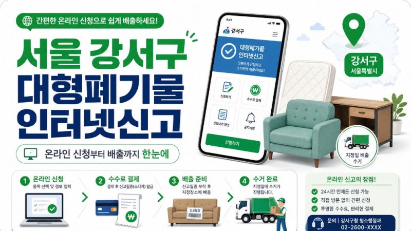 서울 강서구 대형폐기물 인터넷신고 방법과 빼기 배출·수거 절차