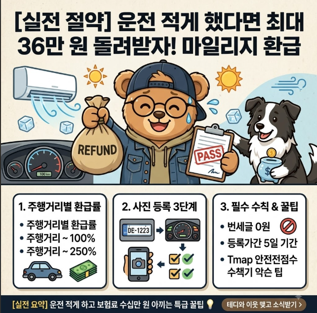 [실전 절약 꿀팁] "운전 적게 하셨다면 최대 36만 원 돌려받으세요!" 2026 자동차보험 마일리지 ....