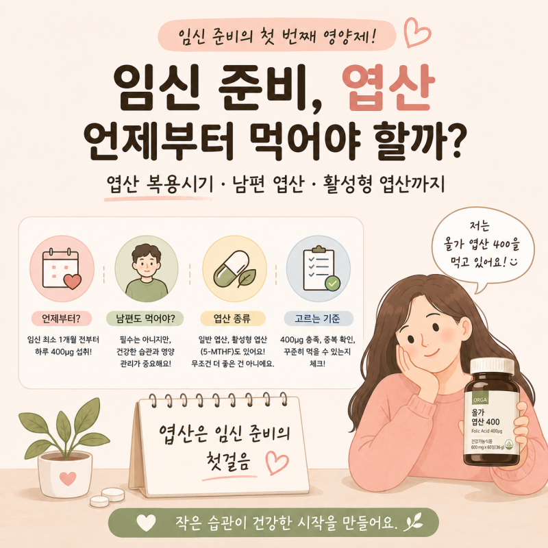 임신 준비 엽산 언제부터 먹어야 할까?｜엽산 복용 시기·남편 엽산·활성형 엽산