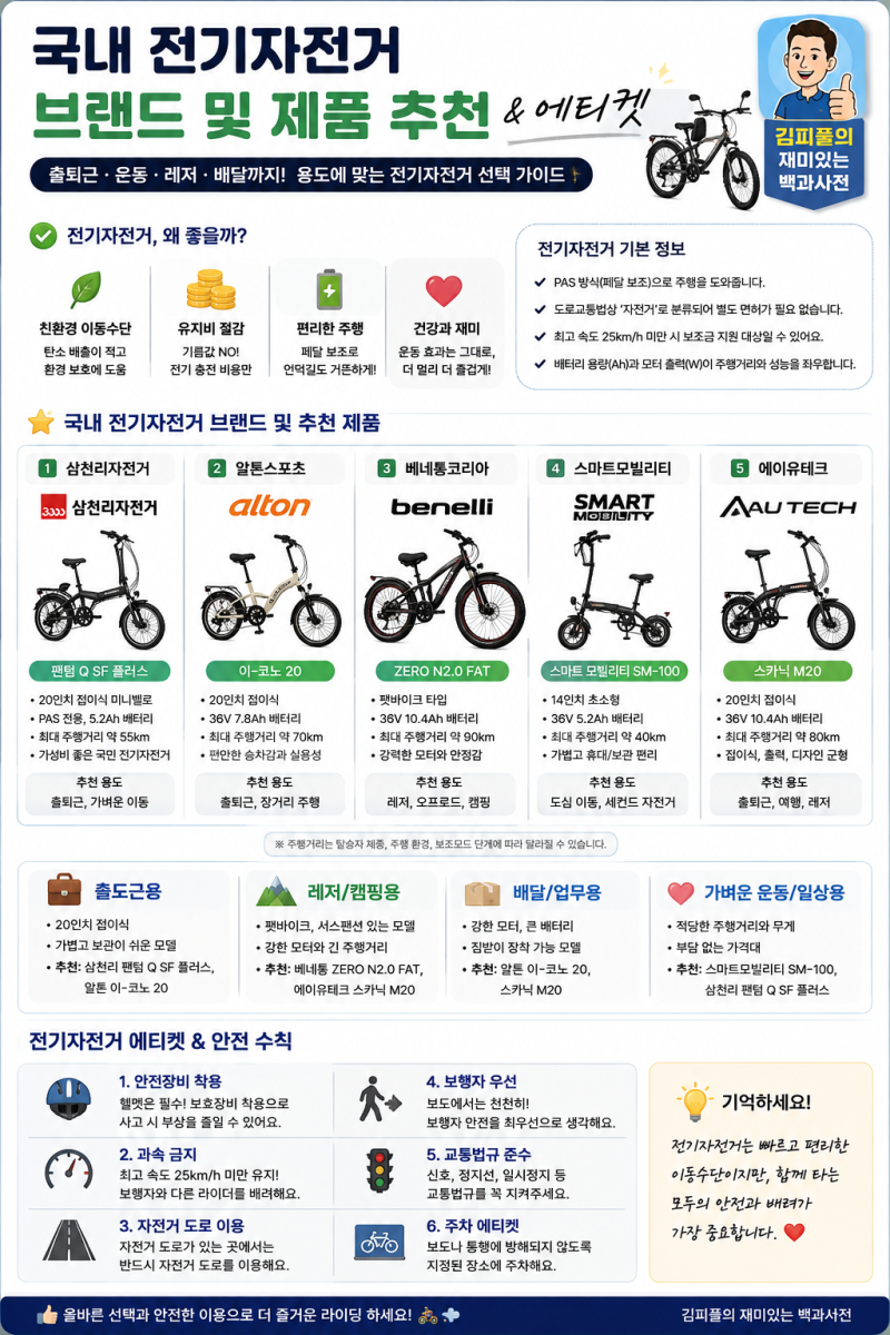국내 전기자전거 브랜드 및 제품 추천 총정리