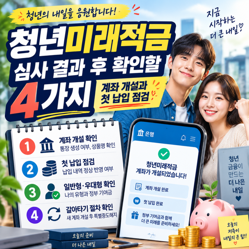 청년미래적금 심사 결과 후 확인할 4가지, 계좌 개설과 첫 납입 점검