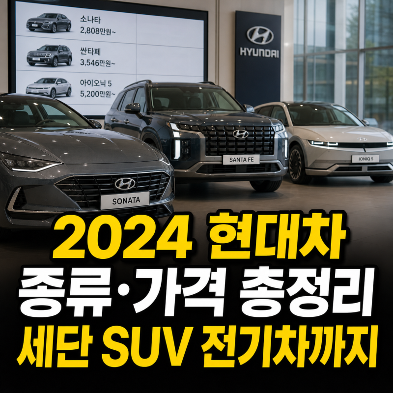 2024 현대차 종류와 가격 총정리 세단 SUV 전기차까지