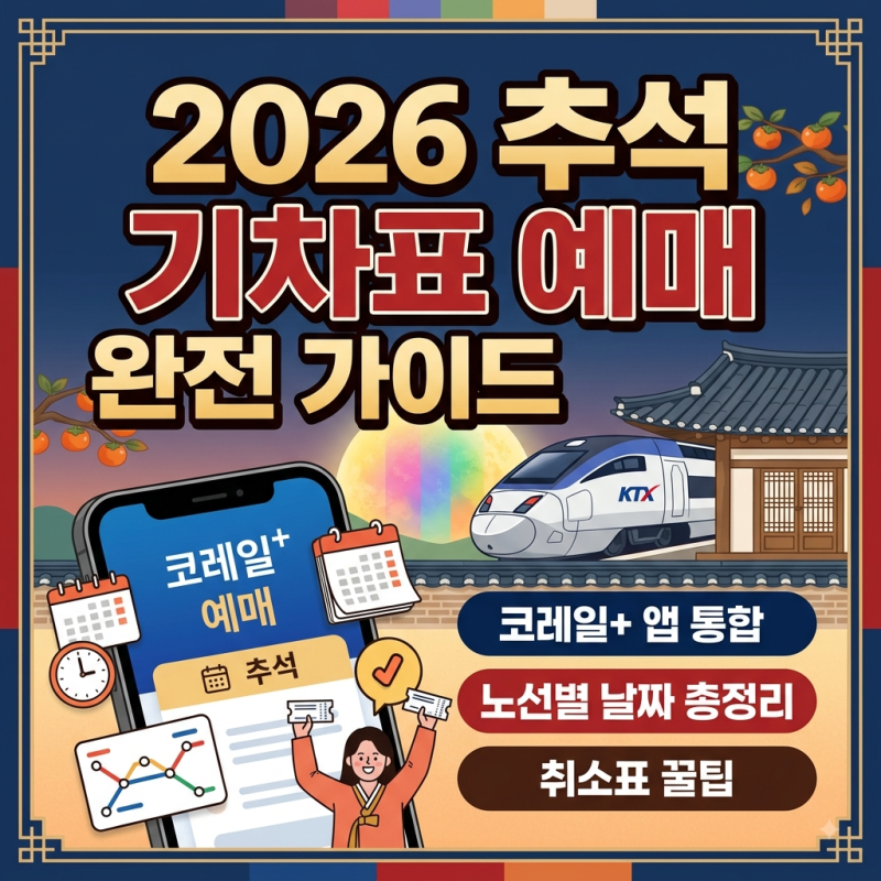 2026 추석 기차표 예매 완전 가이드 — 코레일+ 앱 통합·노선별 날짜·취소표 꿀팁 총정리