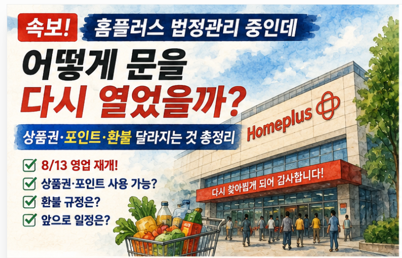 홈플러스 재개장 !! 매장별 오픈여부 & 상품권·포인트·환불 달라지는 것 총정리