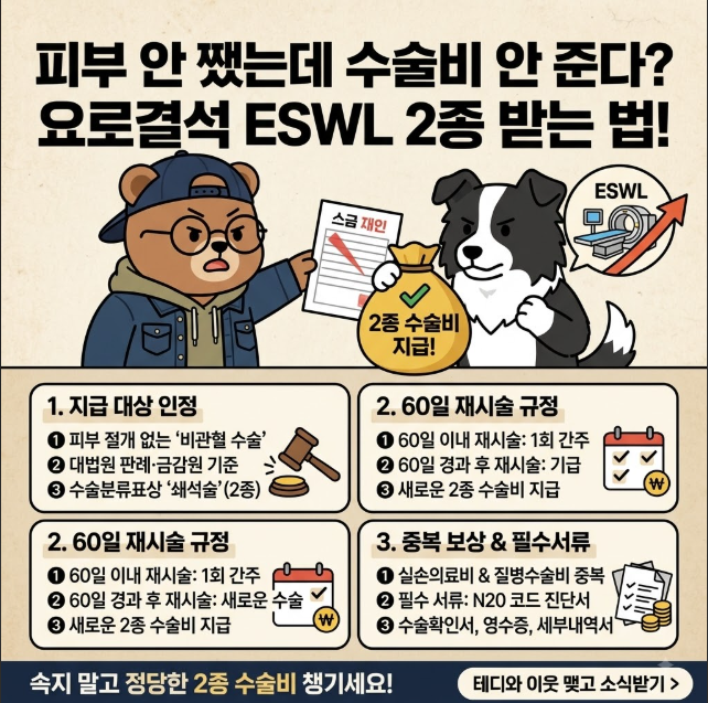[실전 약관 분석] "피부 안 쨌다고 수술비 안 준다고요?" 요로결석 체외충격파쇄석술 2종 수술....