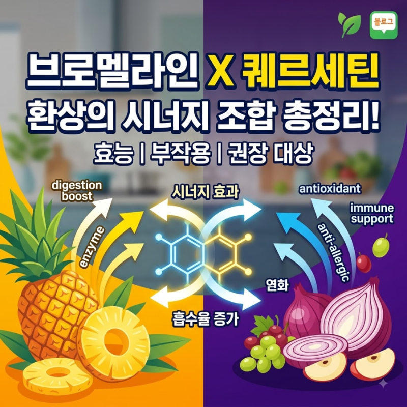 브로멜라인과 퀘르세틴 완벽 분석: 효능부터 시너지 조합까지