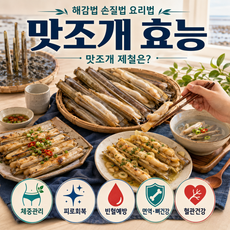 맛조개 효능 해감법 손질법 요리법 제철 총정리