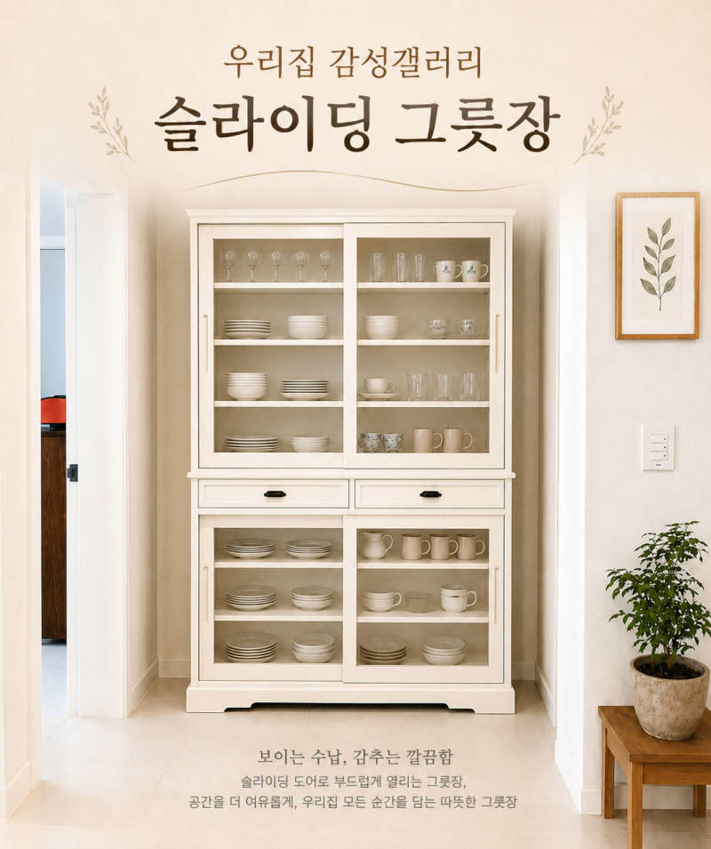 ♠거실을 더 특별하게 만드는 슬라이딩 그릇장(수납장)