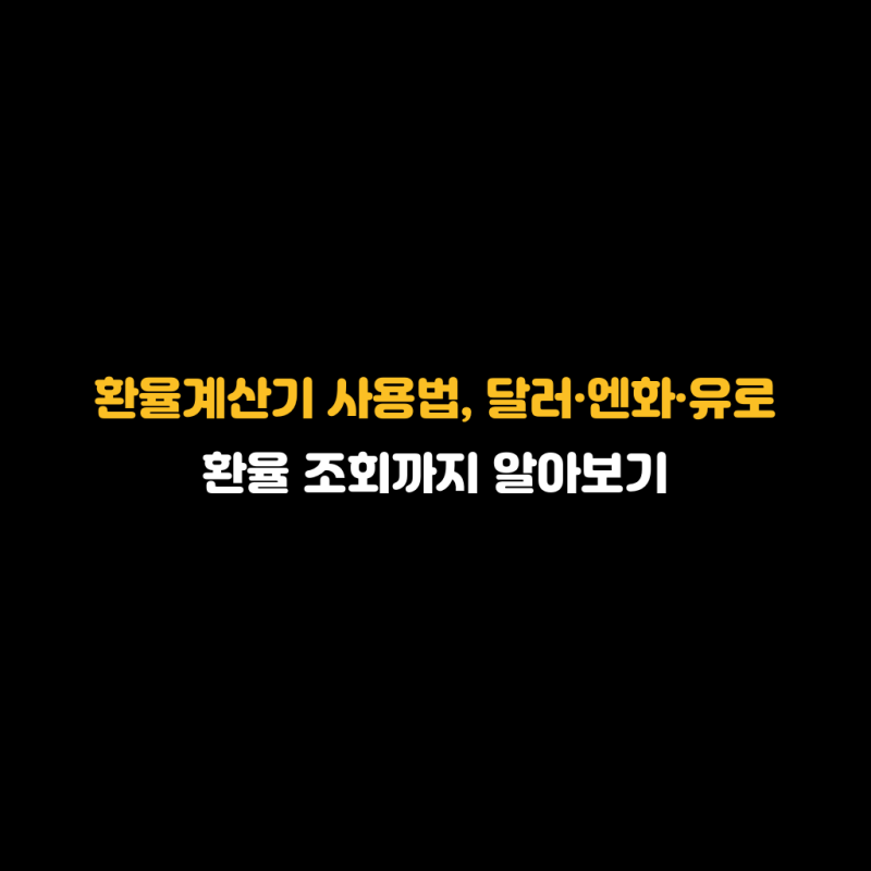환율계산기 사용법, 달러·엔화·유로 환율 조회까지 알아보기