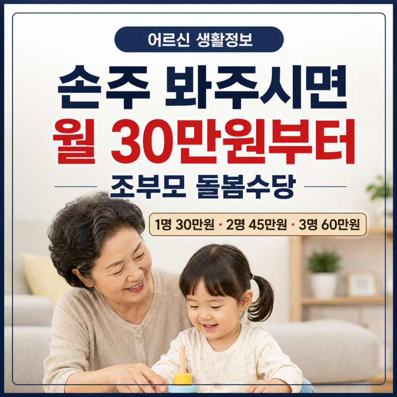 손주 봐주시는 할머니 할아버지! 매월 30만원?부터 통장에 들어오는 돌봄수당
