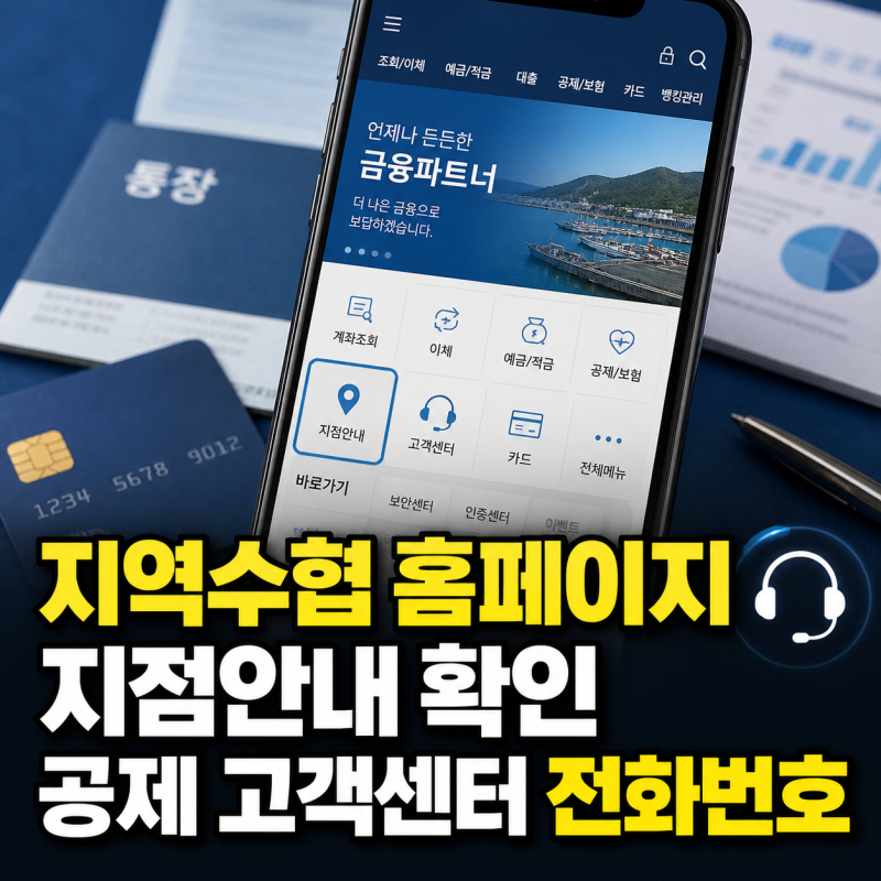 지역수협 홈페이지 바로가기 지점안내와 공제 고객센터 전화번호