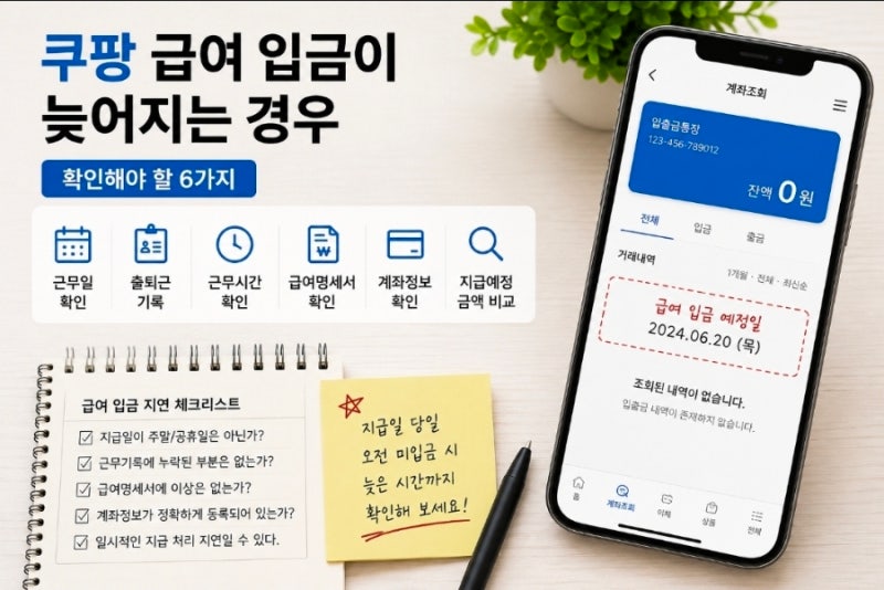 쿠팡 급여 입금이 늦어지는 이유와 확인 방법
