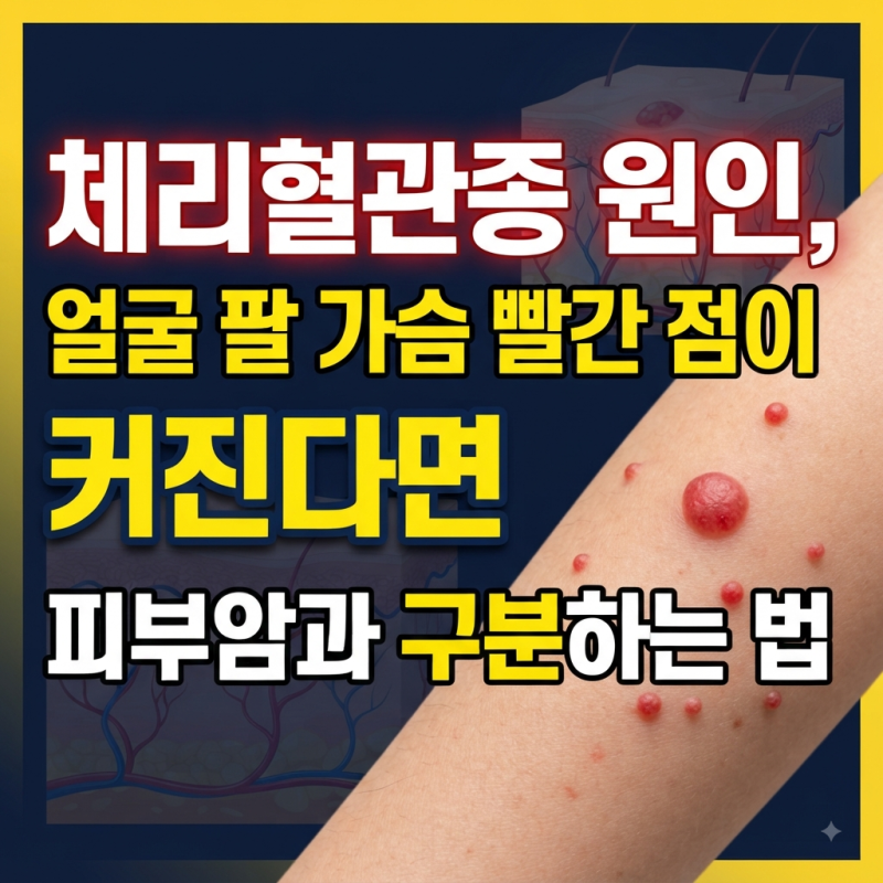 체리혈관종 원인, 얼굴 팔 가슴 빨간 점이 커진다면 피부암과 구분하는 법