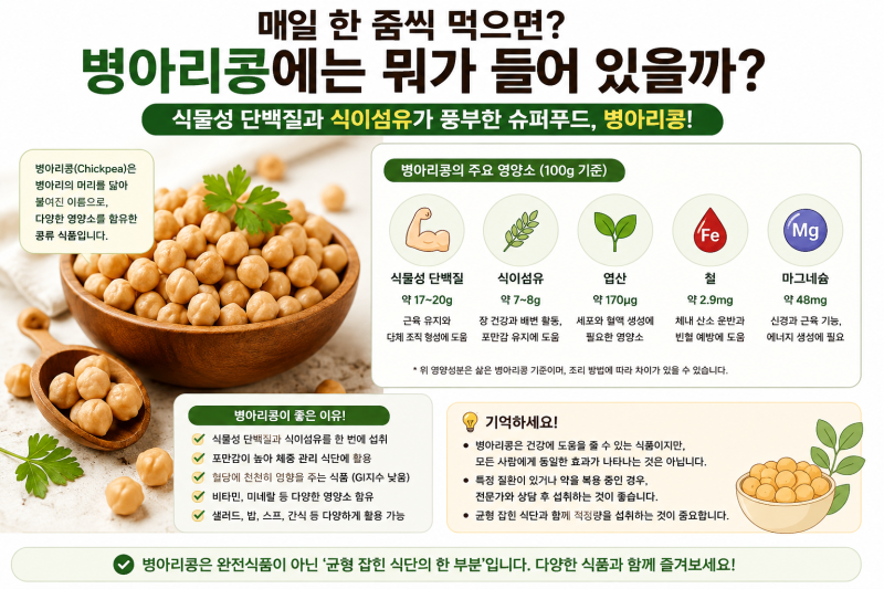 매일 한 줌씩 먹으면? 병아리콩 효능과 의외의 부작용