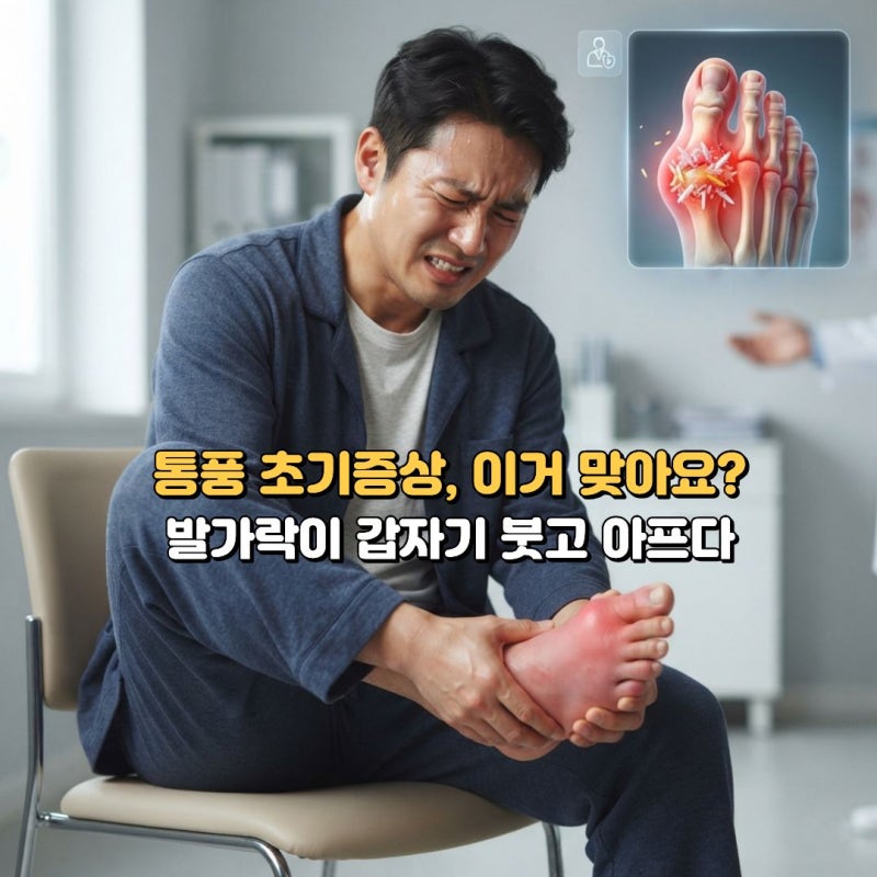 통풍 초기증상 원인 및 치료, 발가락이 갑자기 붓고 아프다면?
