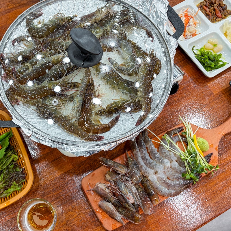 안산 생새우 회와 왕새우소금구이 선부동 초장집