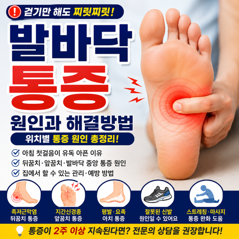 발바닥 통증, 아픈 위치에 따라 원인이 다를까? 증상별 원인과 관리 방법