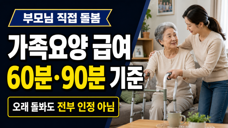 가족요양보호사 급여, 부모님 오래 돌봐도 전부 인정되진 않습니다… 60분·90분 기준부터 보....