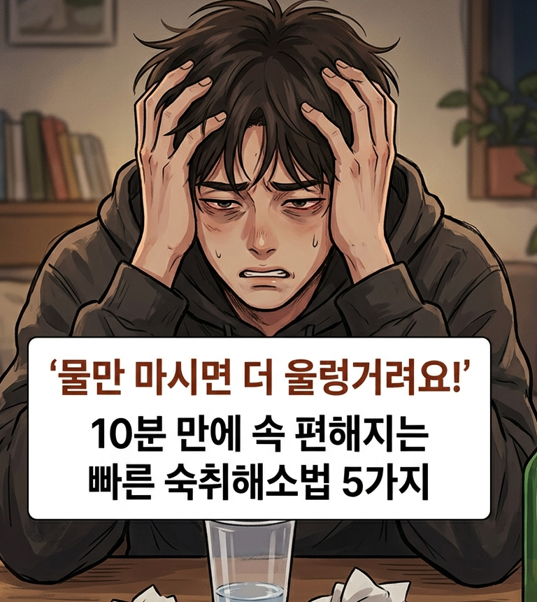"물만 마시면 더 울렁거려요!" 빠른 숙취해소법 | 숙취 두통·구토 즉각 해결하는 5가지 꿀팁