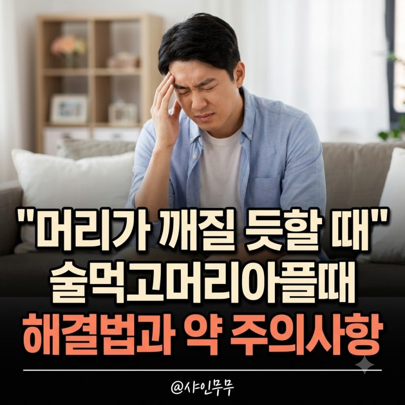 "머리가 깨질 듯할 때" 술먹고머리아플때 대처법과 약 복용 주의사항