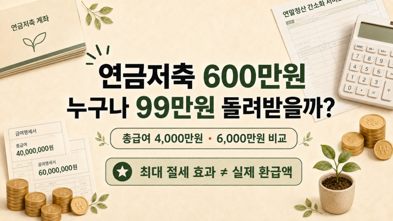 연금저축 600만원 넣으면 99만원 환급?｜연말정산 세액공제 계산