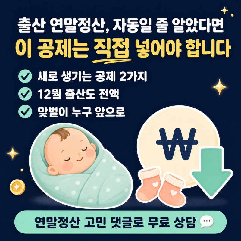 출산 연말정산, 새로 생기는 공제 2가지와 금액 (댓글 무료상담)