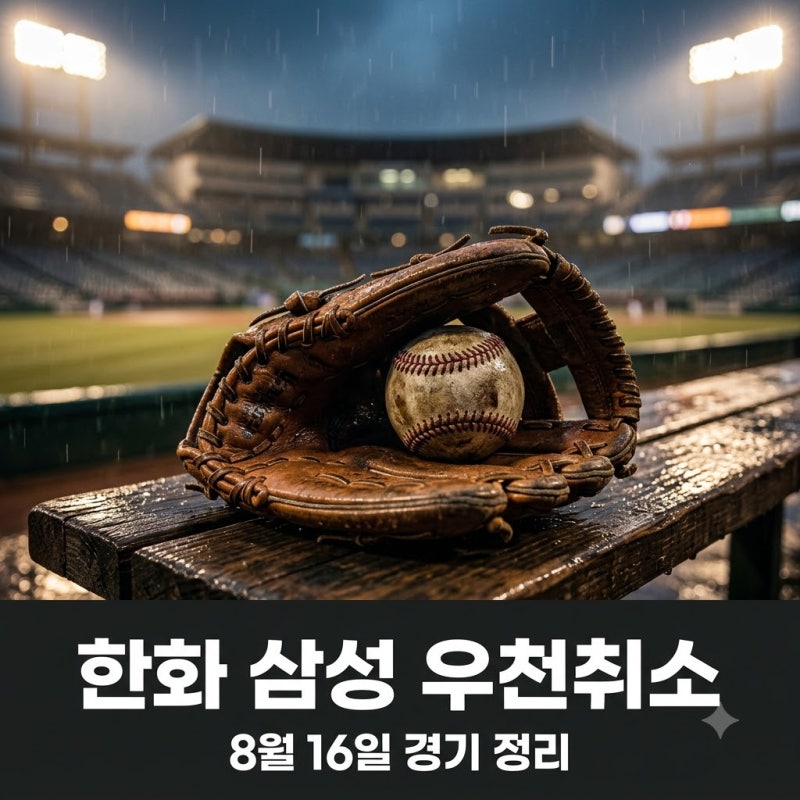"주말 직관 실패라니" 2026년 8월 16일 한화 삼성 우천취소 후 챙겨야 할 실전 팁
