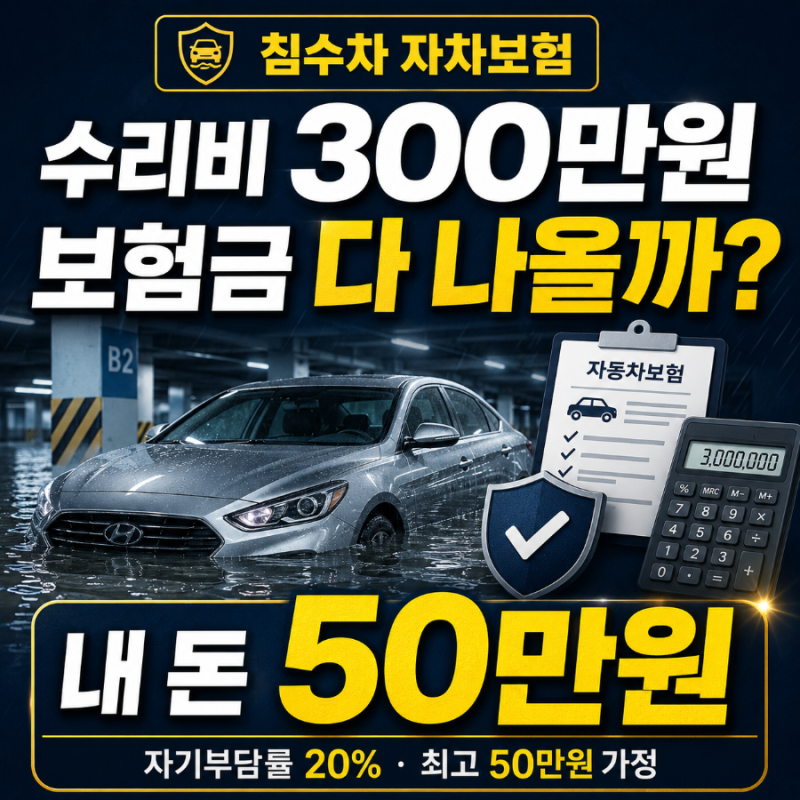침수차 자차보험 수리비 300만 원, 내 통장에서 실제로 나가는 돈은 얼마일까?
