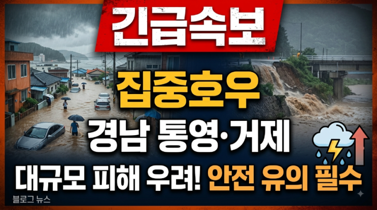 [긴급속보] 경남 <b>통영</b>·<b>거제</b> '물폭탄' 집중<b>호우</b> 피해 우려… 국가소....