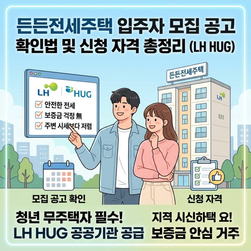 든든전세주택 입주자 모집 공고 확인법 및 신청 자격 총정리 (LH HUG)