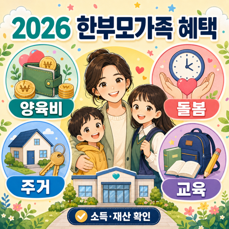 2026년 한부모가족 혜택 총정리, 나이·직업·재산 기준까지