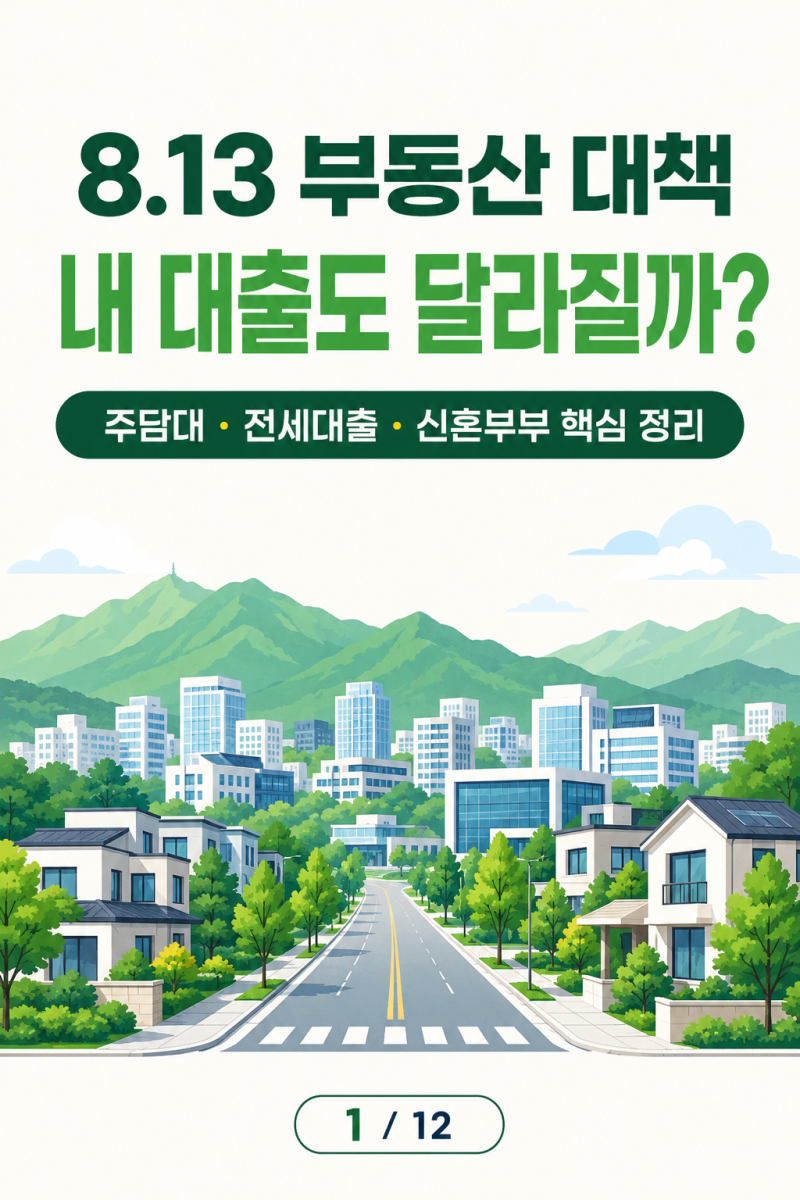8.13 부동산 대책, 대출 풀린다? 전세대출·신혼부부 달라지는 점 총정리