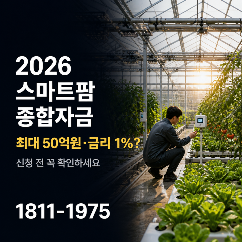 2026 스마트팜 종합자금, 최대 50억원·금리 1%? 신청 전에 이것부터 확인하세요