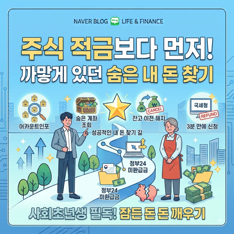 주식 적금보다 먼저! 숨은 내 돈 찾기 (휴면예금·국세 환급금 조회 방법)