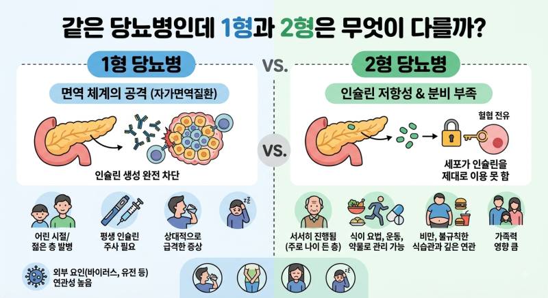 “같은 당뇨병인데 1형과 2형은 무엇이 다를까?”