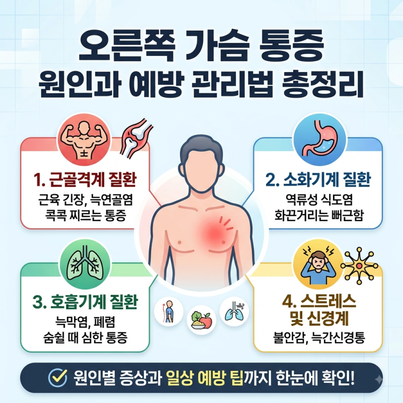 오른쪽 가슴 통증 원인과 예방 관리법 총정리