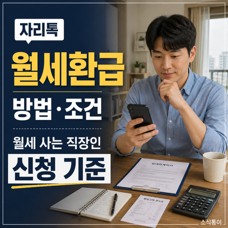 자리톡 월세환급 방법·조건, 월세 사는 직장인이 따져볼 신청 기준