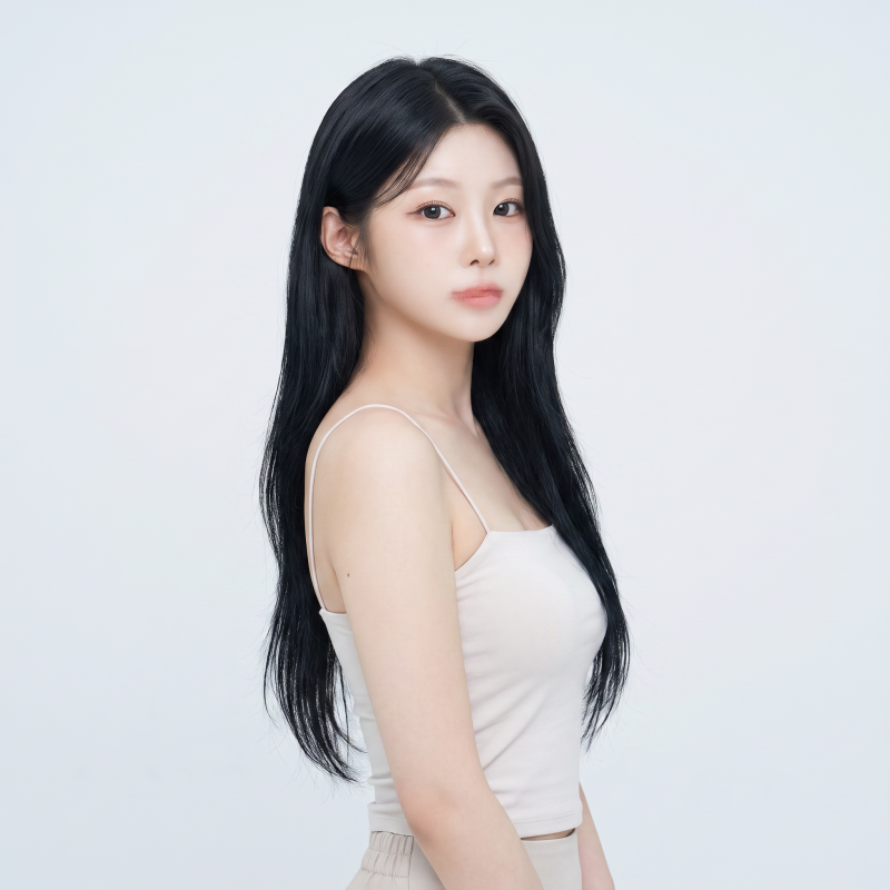 대조동 매직스트레이트, 웨이브가 없어도 충분히 디자인이 된다 센터파트와 허리선 블랙 롱....