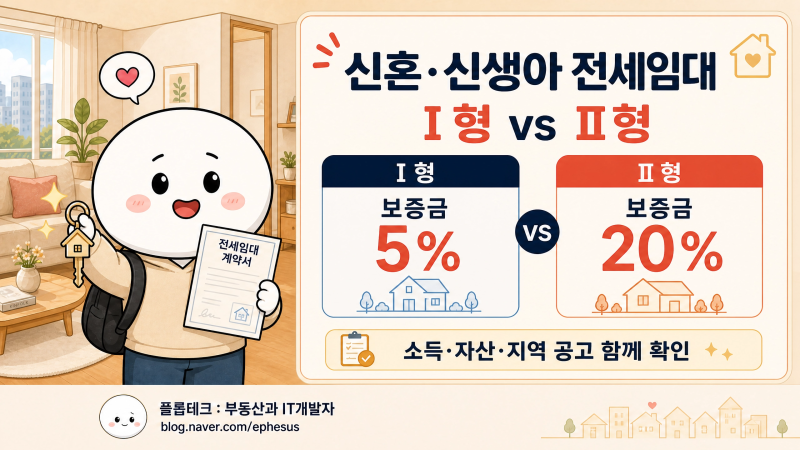 신혼,신생아 전세임대 1,2형, 보증금 5%와 20%의 차이(전세임대주택 보증금 1형 5%, 2형 20%)
