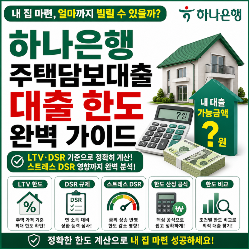 하나은행 주택담보대출 한도, LTV와 DSR 규정에 따라 내 실제 대출 가능 금액은 과연 얼마나 될....